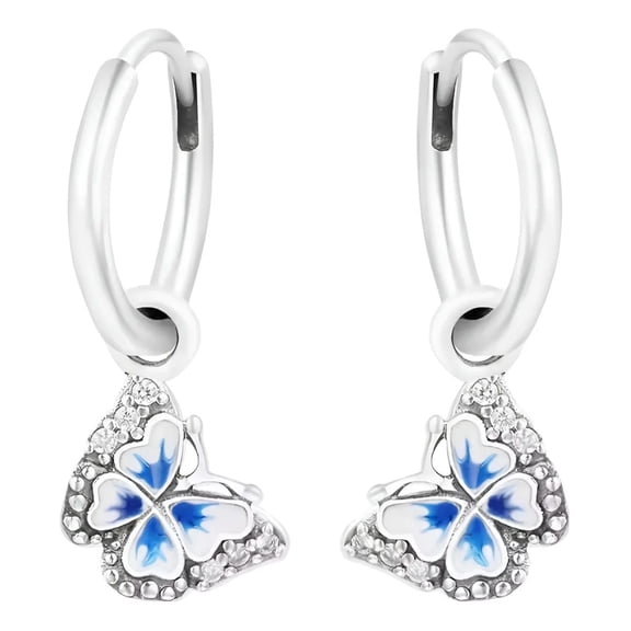 Pandora Moments Blue Butterfly Hoop Earrings