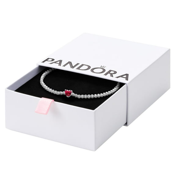 Pandora #590041C02-20cm Red Sparkling Heart Tennis Bracelet