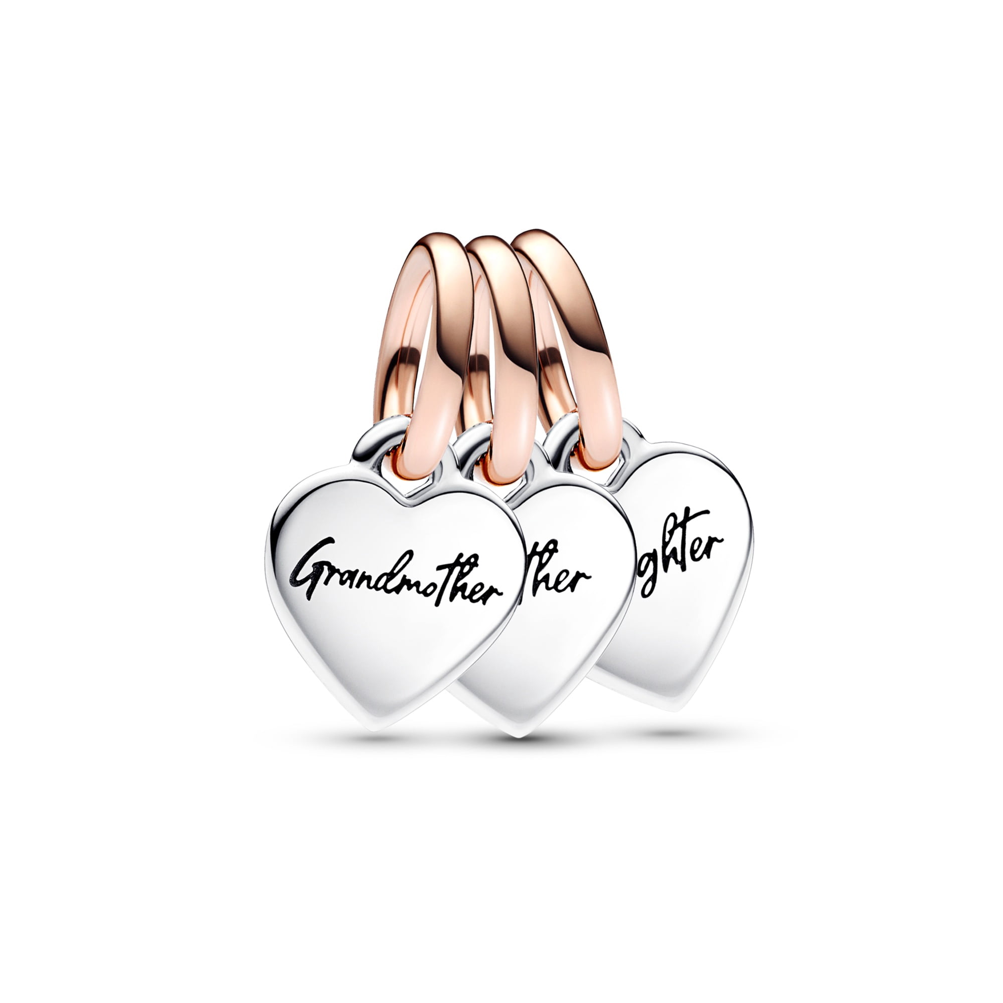 Pandora Two-tone Splittable Family Generation of Hearts Triple Dangle Charm