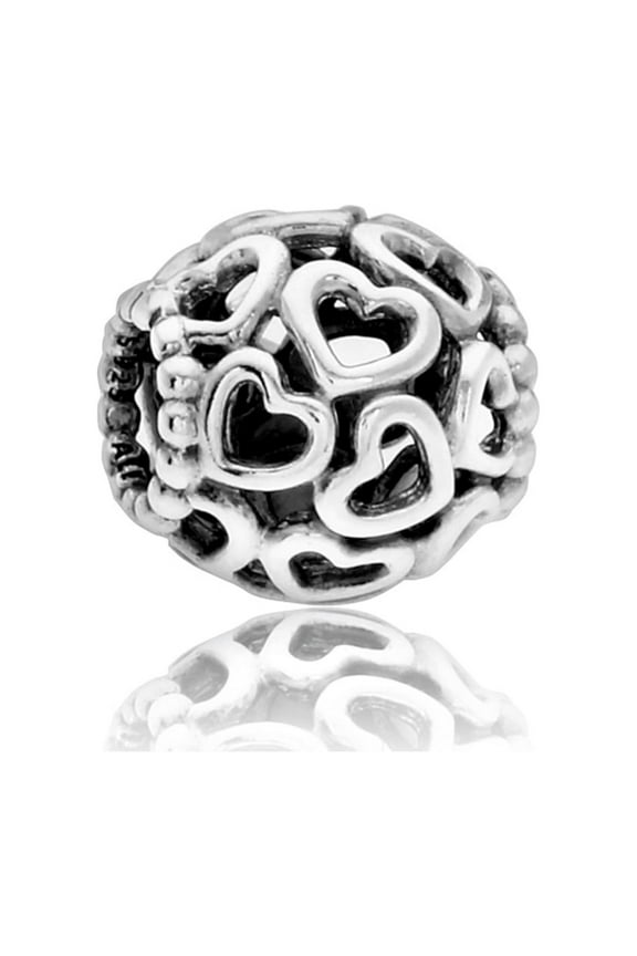Authentic Open Heart Charm In Sterling Silver