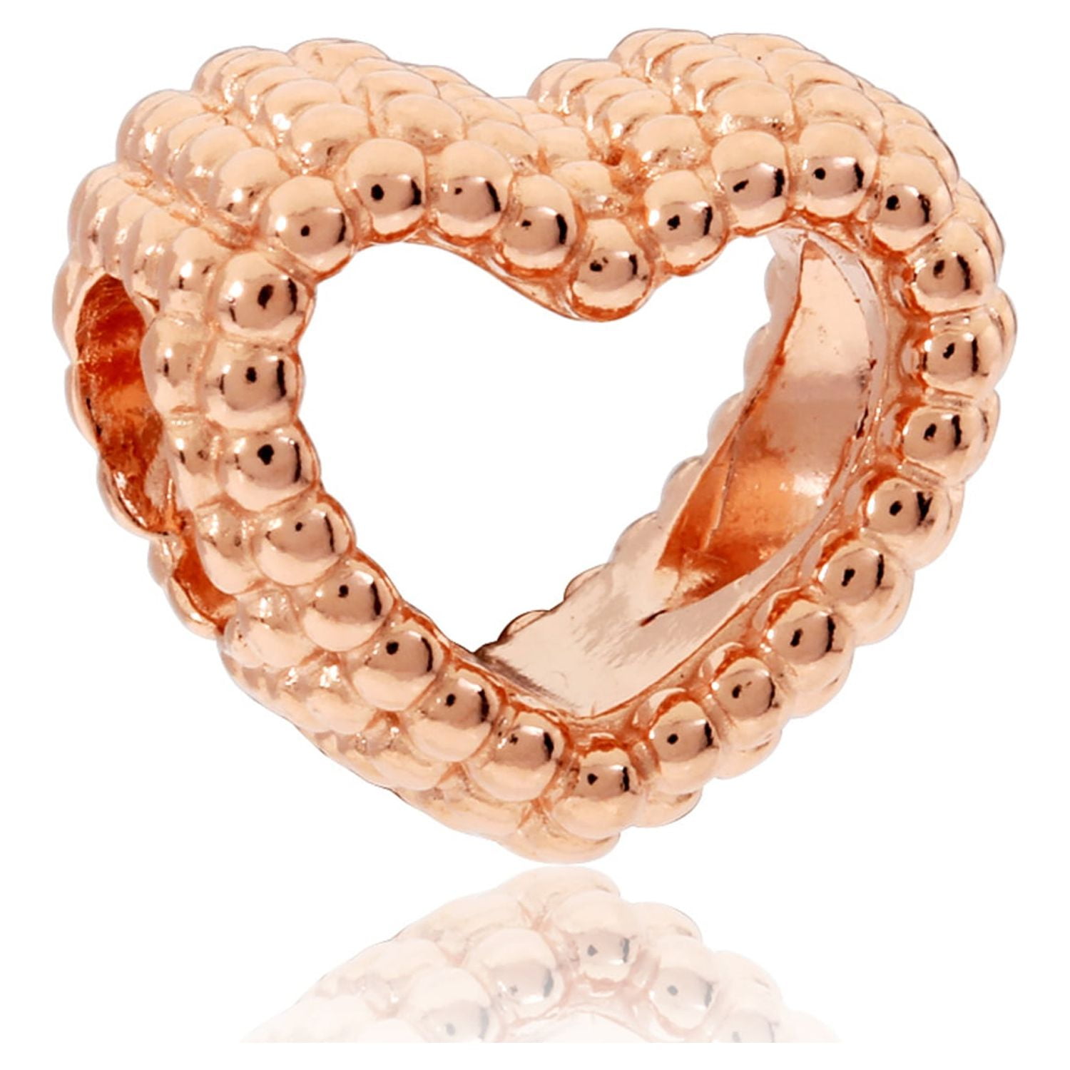Pandora Beaded Rose-Gold Open Heart Charm