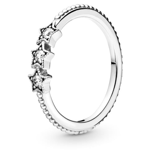 Pandora Celestial Stars Ring - Sterling Silver Ring for Women - Layering or Stackable Ring - Sterling Silver with Clear Cubic Zirconia - Size 9, No Gift Box