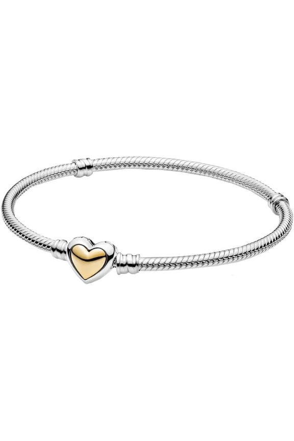 Domed Golden Heart Clasp Snake Chain Bracelet -20