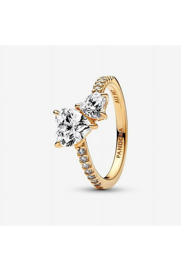 Double Heart Sparkling Ring Gold (5)