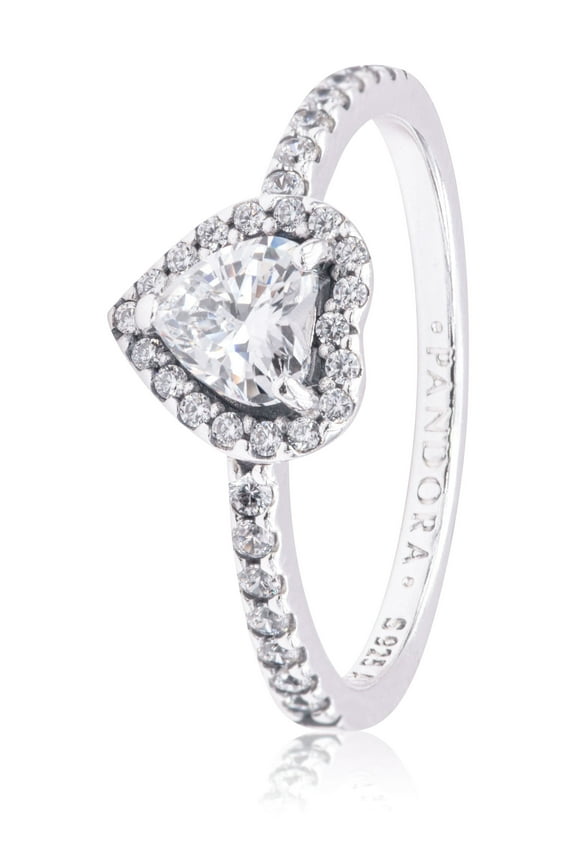 Elevated Heart Ring - Promise Ring for Women - Layering or Stackable Ring - Gift for Her - Sterling Silver with Clear Cubic Zirconia - Size 7