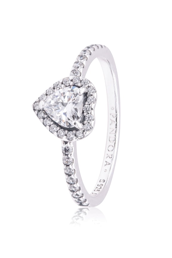 Elevated Heart Ring - Promise Ring for Women - Layering or Stackable Ring - Gift for Her - Sterling Silver with Clear Cubic Zirconia - Size 7