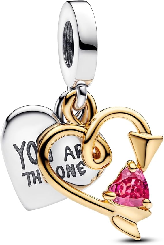 Pandora Engravable Heart & Arrow Double Dangle Charm