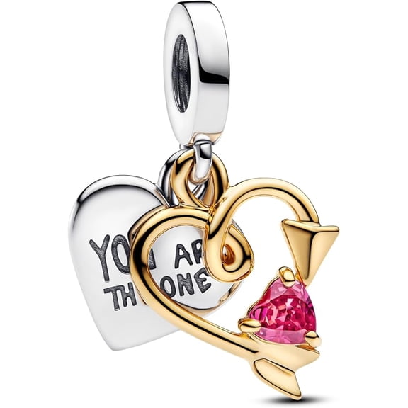 Pandora Engravable Heart & Arrow Double Dangle Charm