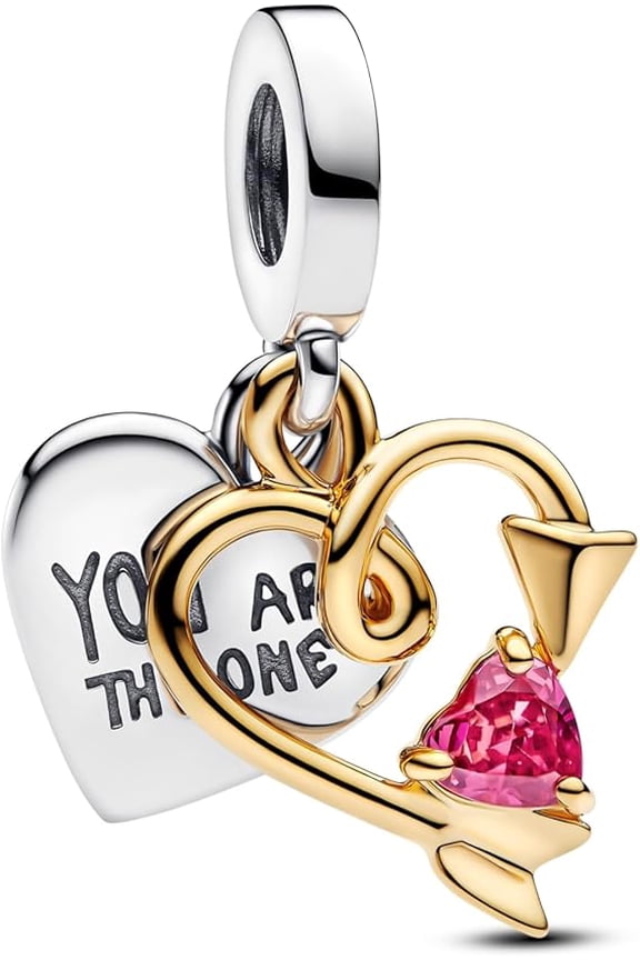 Engravable Heart & Arrow Double Dangle Charm