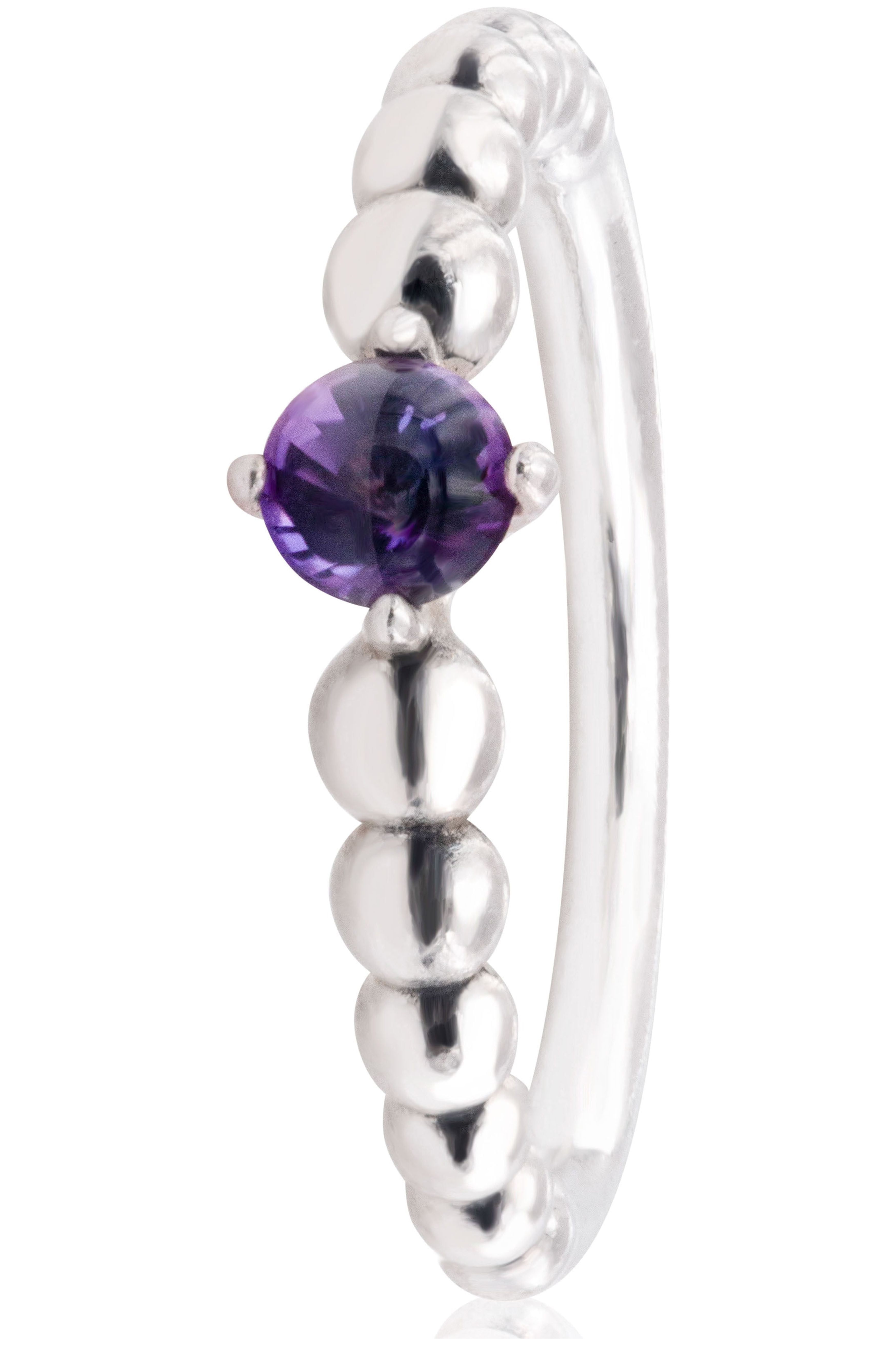 PANDORA February Purple Beaded Ring - Great Gift for Women - Birthstone Ring - Stackable Sterling Silver Ring for Women - Sterling Silver with Purple Topaz Crystal - With Gift Box - Size 5