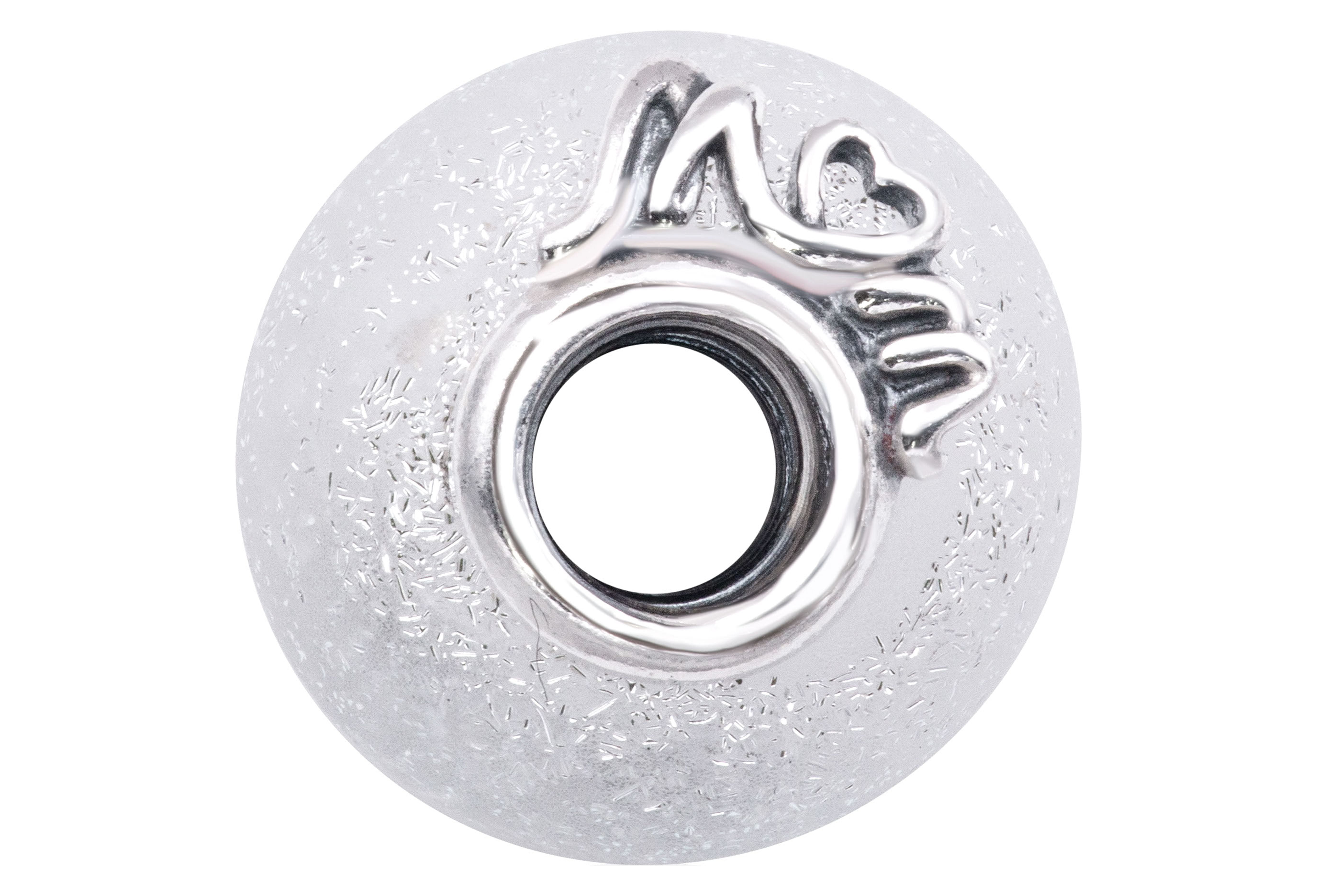 Pandora Glittery White Murano Glass Mom & Love Charm