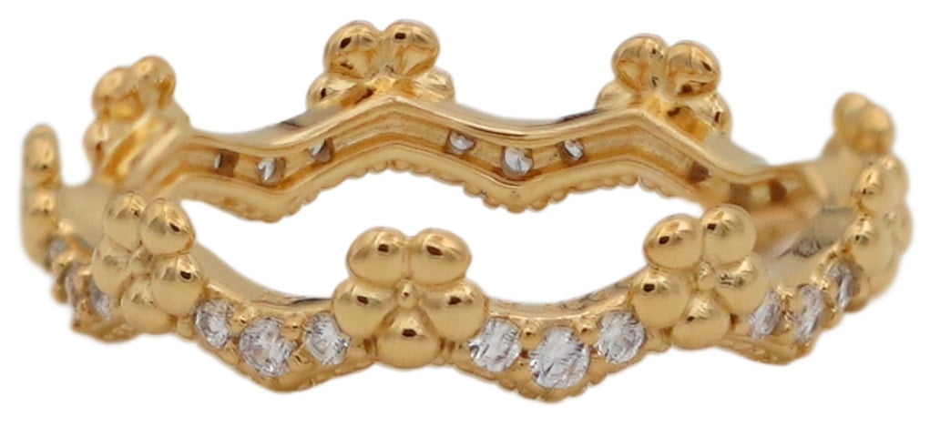 Pandora Gold with Cubic Zirconia Flower Crown Ring, Size 4