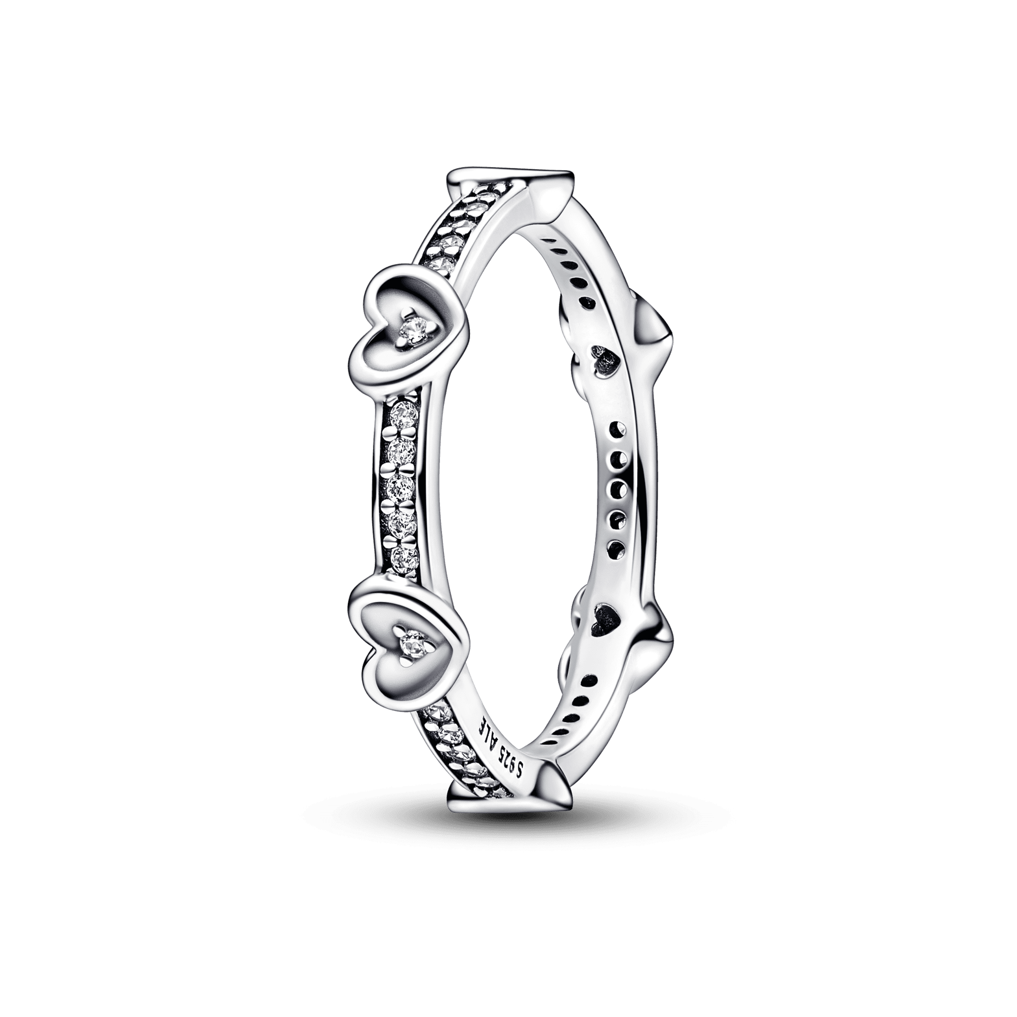 Pandora Hearts sterling silver ring with clear cubic zirconia size