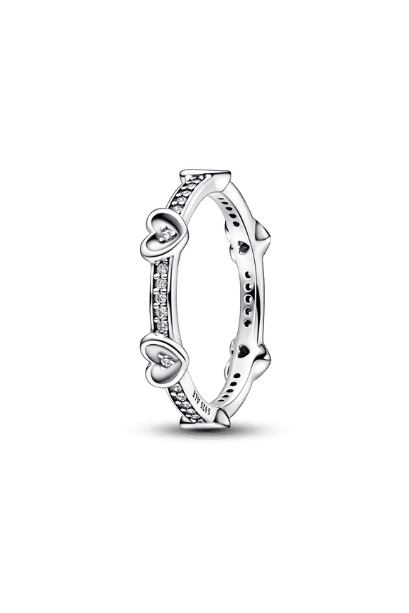 Hearts sterling silver ring with clear cubic zirconia size 58 ring 192496C01-58