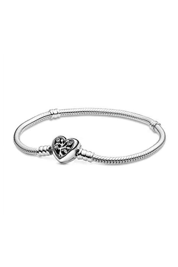 Jewelry Heart Clasp Snake Chain Cubic Zirconia and Black Enamel Bracelet in Sterling Silver, 7.1"