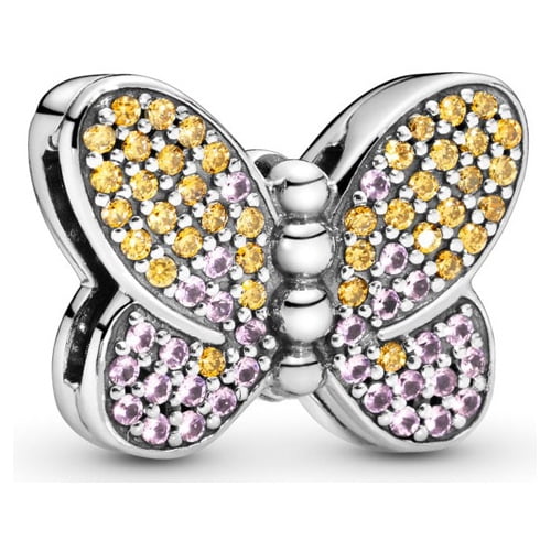 Pandora Jewelry Reflexions Butterfly Charm with Cubic Zirconia and Pink Crystals for Women