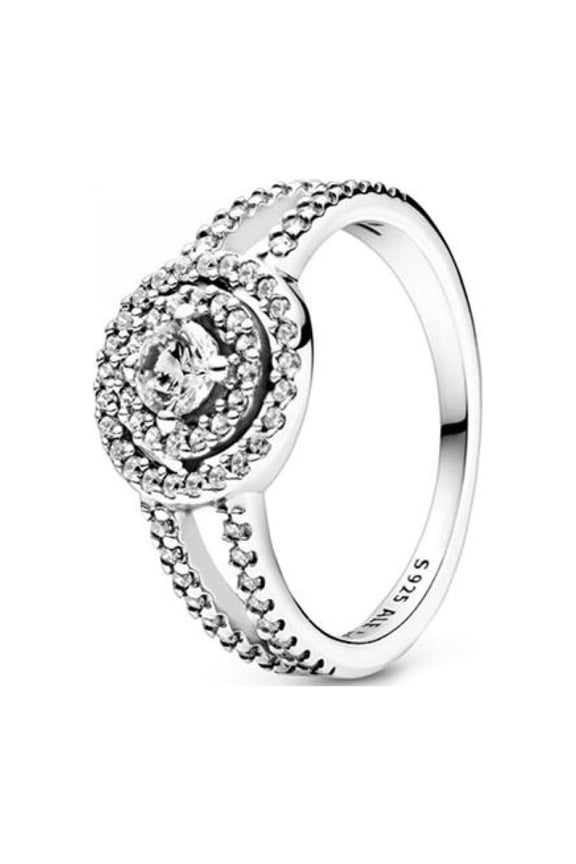 Jewelry Sparkling Double Halo Ring for Women - Sterling Silver with Cubic Zirconia - Size 4.5, No Box