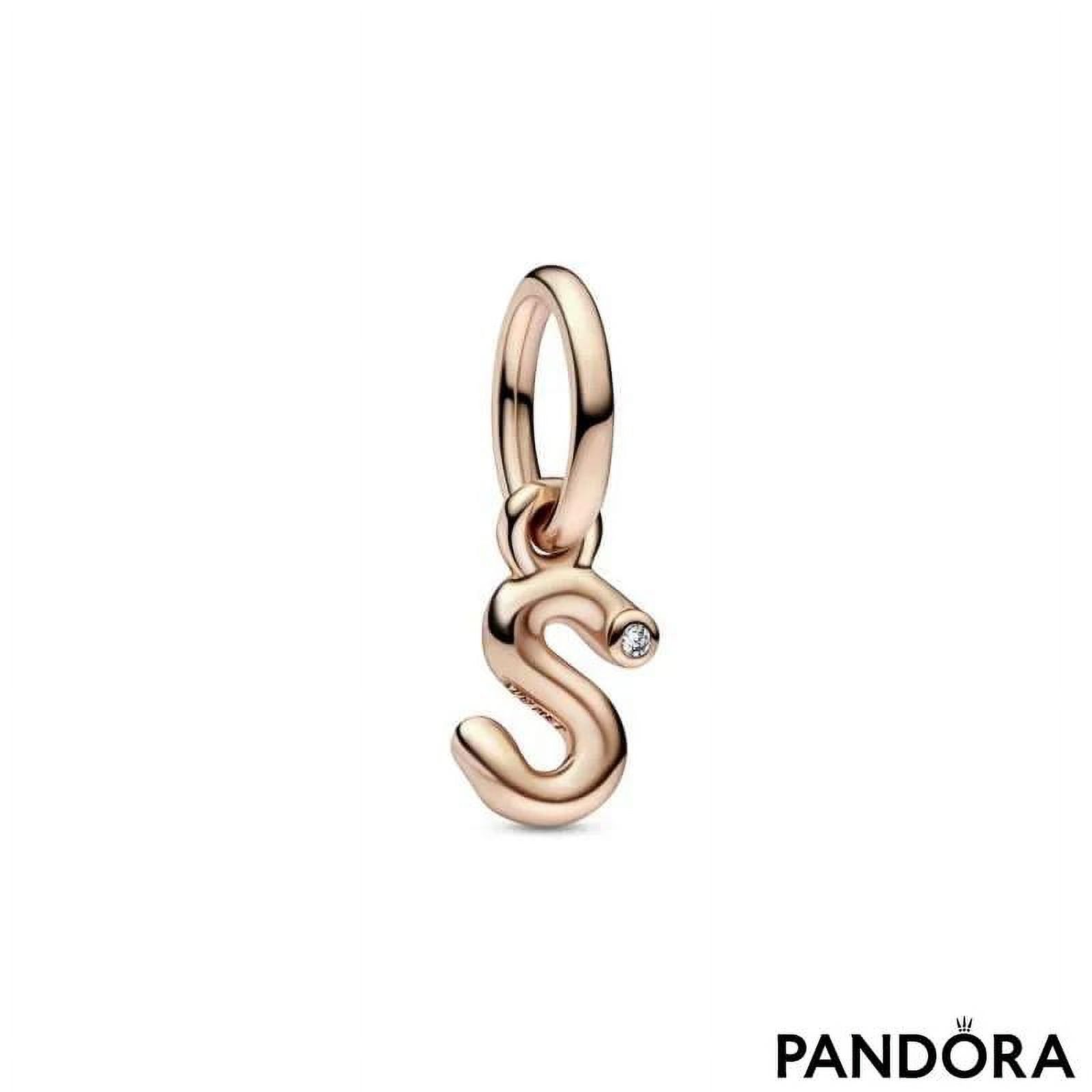 Pandora Script PANDORA, Letter S Script Alphabet Dangle Charm, 1pk, Rose Gold Plated ...