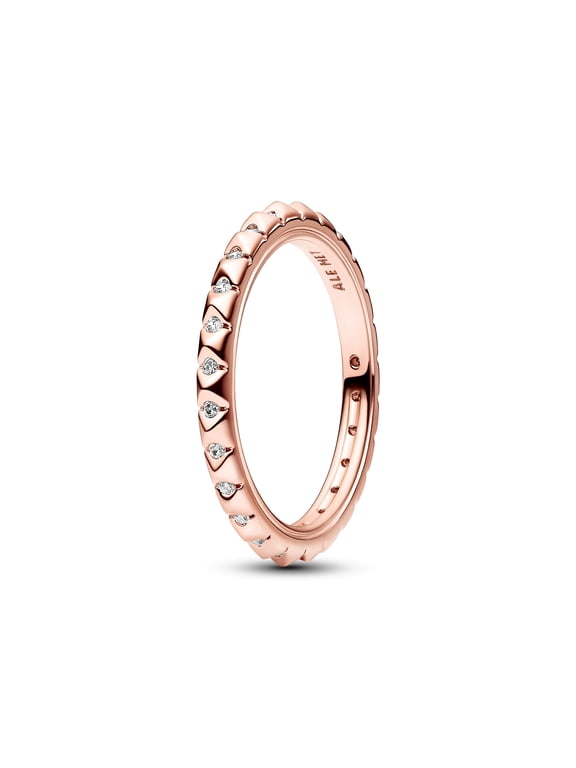ME Pyramids Ring for Women - 14k Rose Gold-Plated with Clear Cubic Zirconia