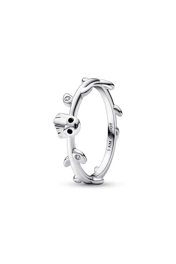 Marvel Groot sterling silver ring with clear cubic zirconia and black enamel size 48 ring 192566C01-48