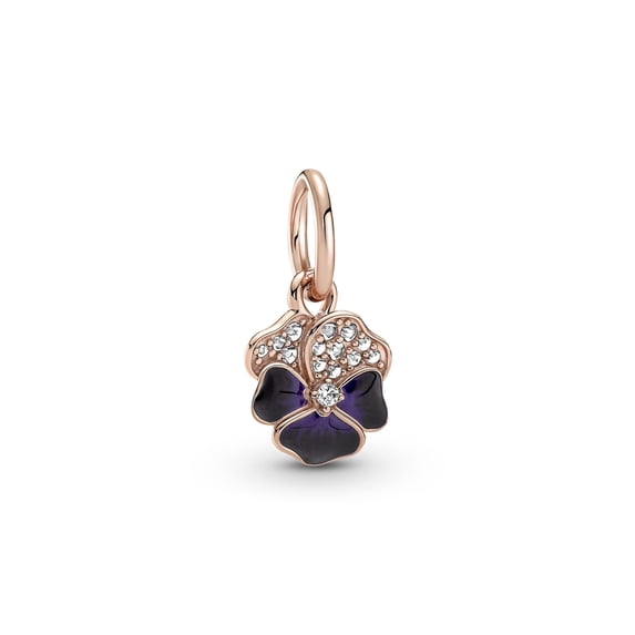 Pandora Moments Deep Purple Pansy Flower Dangle Charm