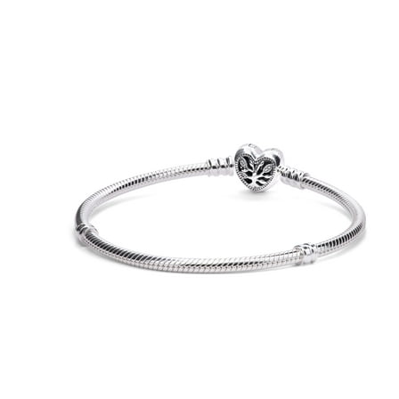 Pandora Moments Family Tree Heart Clasp Snake Chain Bracelet - 18
