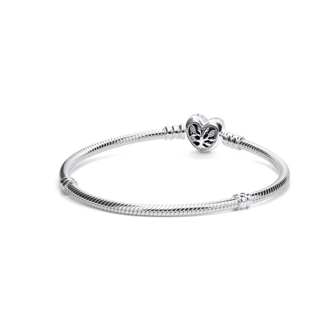 Pandora Moments Family Tree Heart Clasp Snake Chain Bracelet - 21