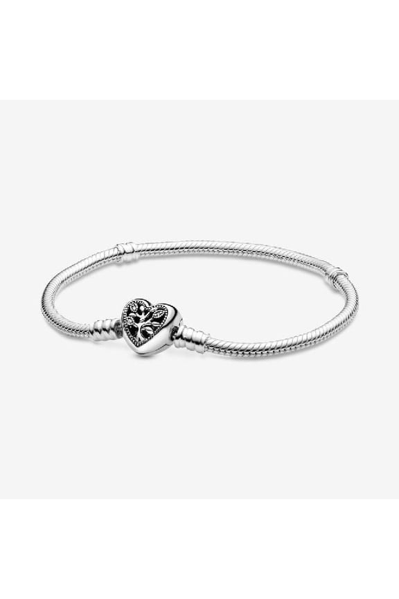 Moments Family Tree Heart Clasp Snake Chain Bracelet