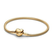 Pandora Moments Heart Clasp Snake Chain Bracelet, 14k Gold, 6.9 in, With Gift Box