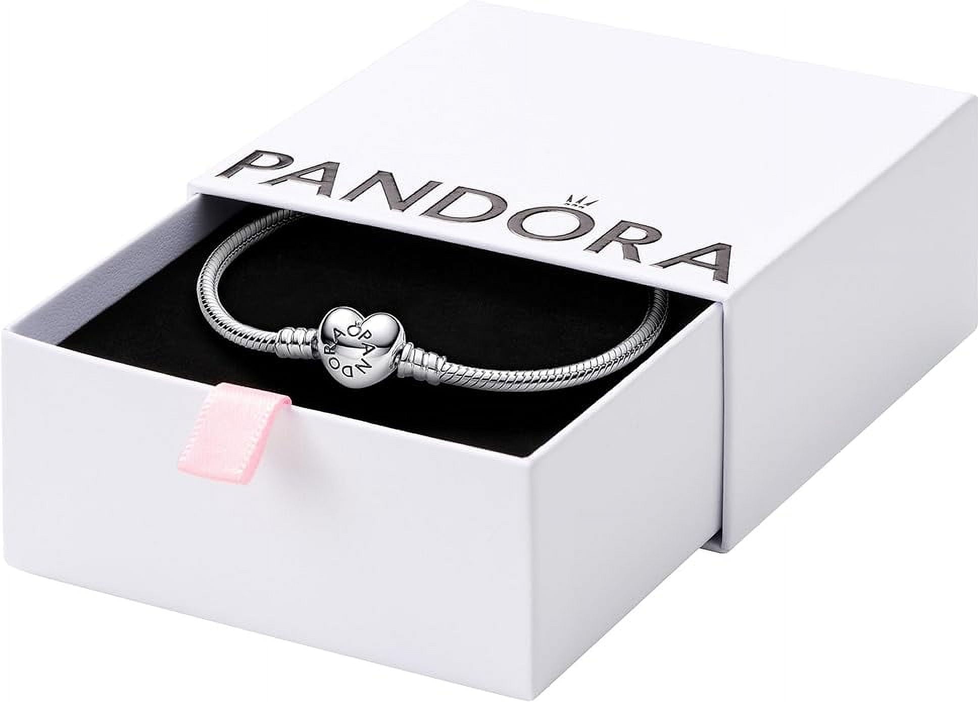 Pandora Moments Heart Clasp Snake Chain Bracelet - Charm Bracelet - Compatible Moments Charms - Comes with Gift Box 7.5 in /19cm