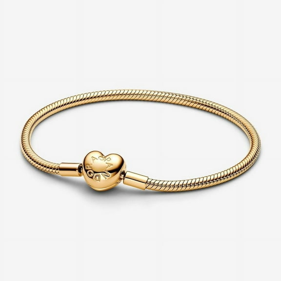 Pandora Moments Heart Clasp Snake Chain Bracelet Gold Plated (7.9in)