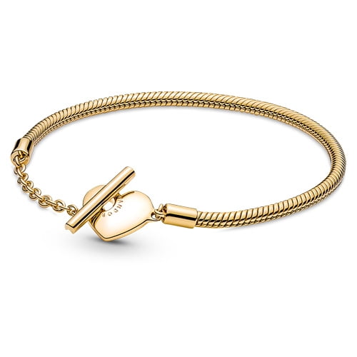 Pandora Moments Heart T-Bar Closure Snake Chain Bracelet - 14k
