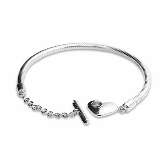 Pandora Moments Heart T-Bar Snake Chain Bracelet - 599285C00-19