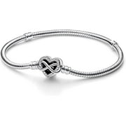 PANDORA Moments Sparkling Infinity Heart Clasp Snake Chain Bracelet