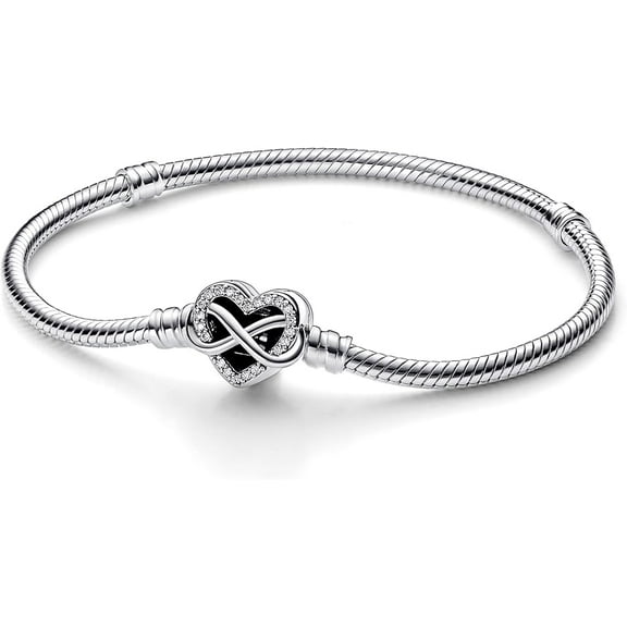 Pandora Moments Sparkling Infinity Heart Clasp Snake Chain Bracelet