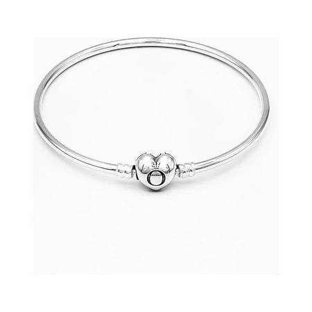 Pandora Moments Sterling Silver Bangle with Heart Clasp