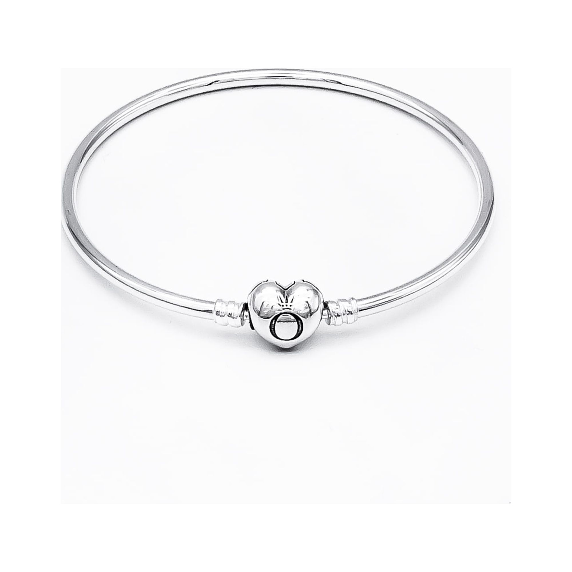Pandora Moments Sterling Silver Bangle with Heart Clasp - image 1 of 2