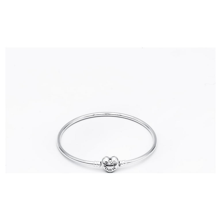 Pandora Moments Sterling Silver Bangle with Heart Clasp