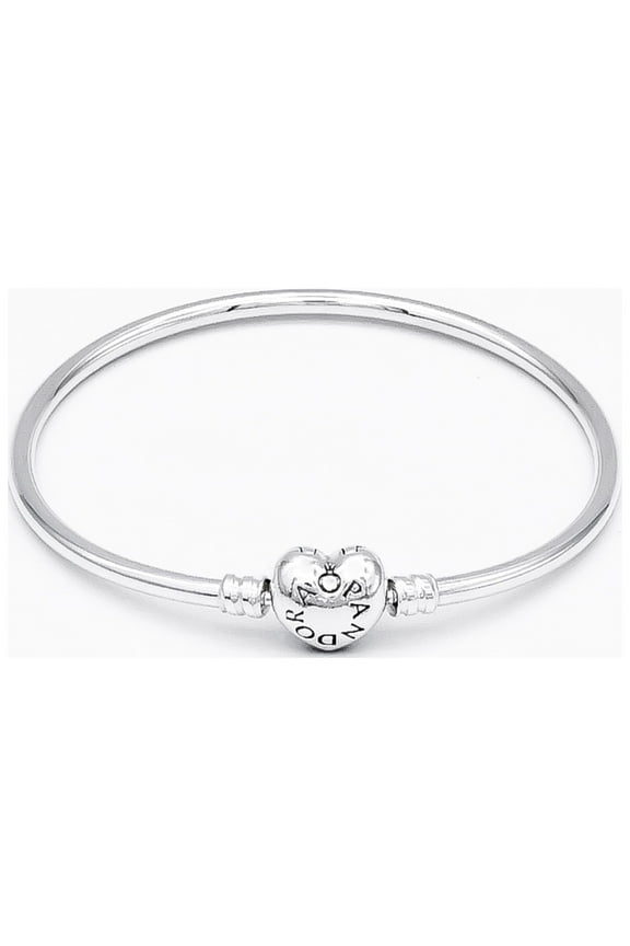Moments Sterling Silver Bangle with Heart Clasp