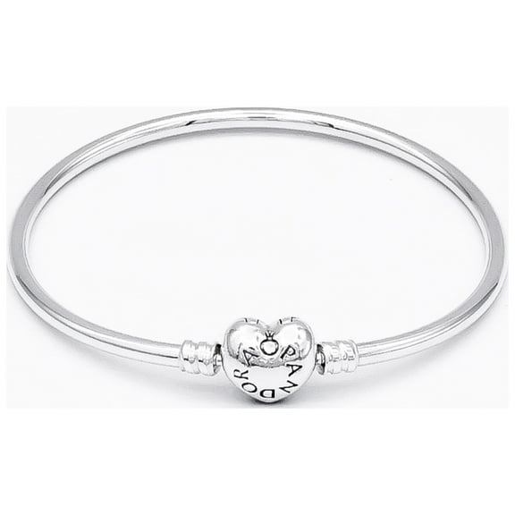 Pandora Moments Sterling Silver Bangle with Heart Clasp