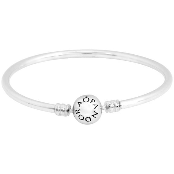 Pandora Moments Women's Sterling Silver Charm Bangle Bracelet with Round Clasp