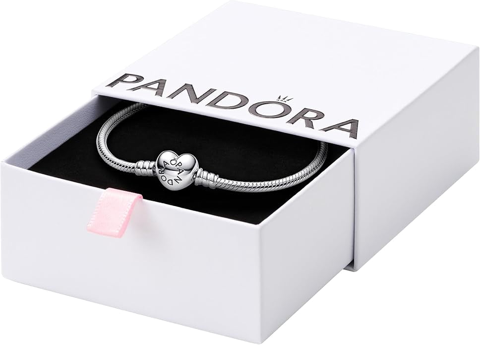 Sterling Silver Plated Love Snap Barrel Clasp Snake Chain Bracelet - 7.5 Inch, 3mm Width