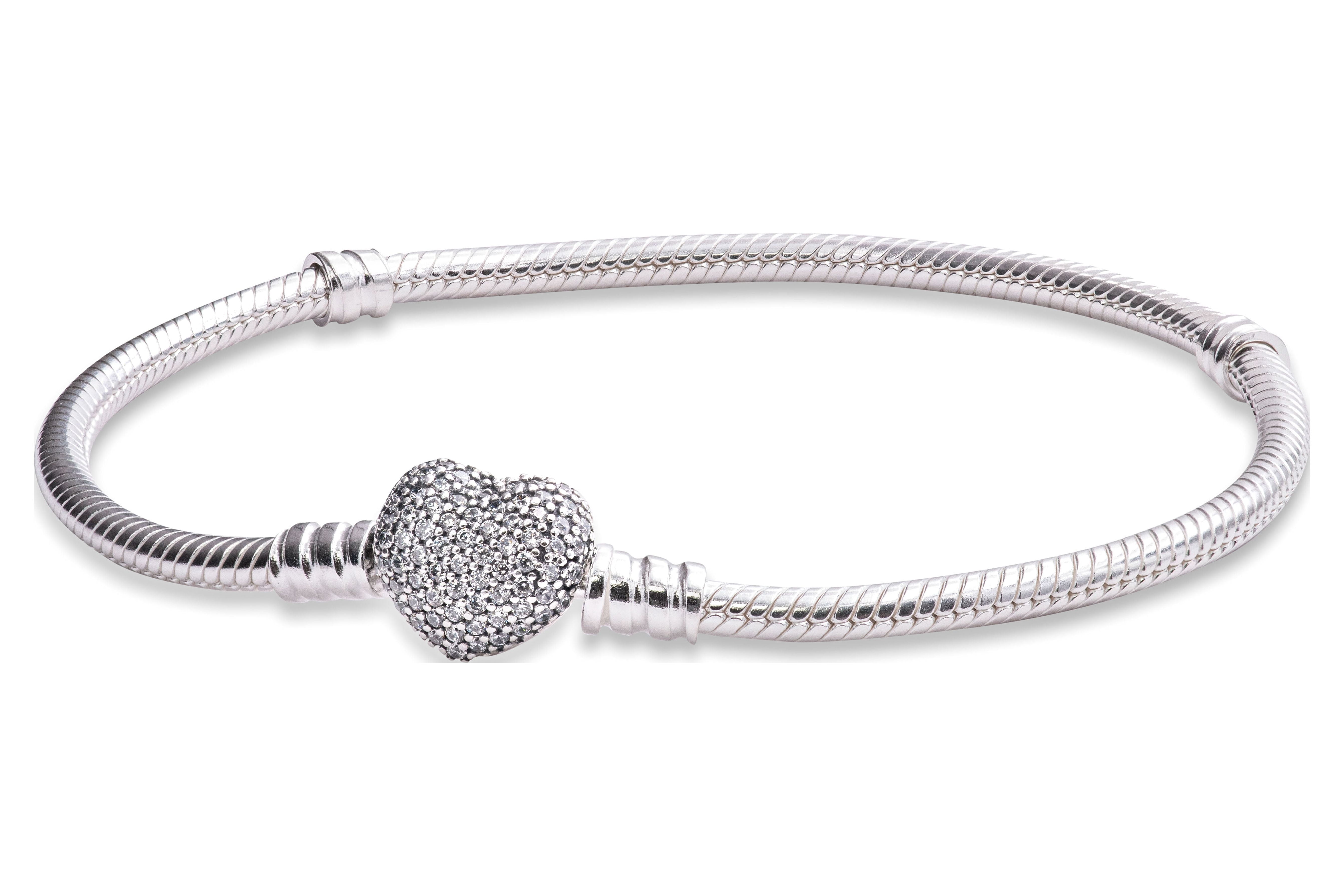 Pandora Silver Pave Heart Bracelet 590727CZ-16 (16.00 cm)