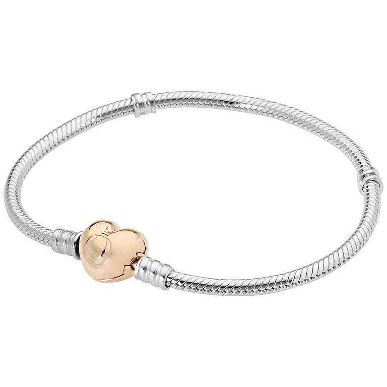 have længde dug Pandora Moments Women's Sterling Silver Snake Chain Charm Bracelet with Rose  Gold Heart Clasp - Walmart.com