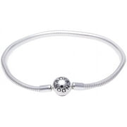 Pandora Moments Women's Sterling Silver Snake Chain Charm Bracelet with Round Clasp
