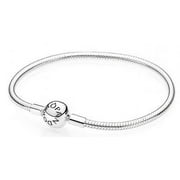 Pandora Moments Women's Sterling Silver Snake Chain Charm Bracelet with Round Clasp