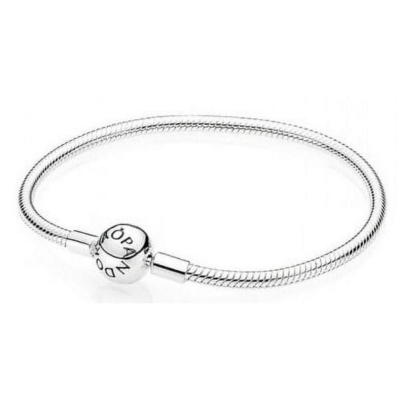 Pandora Moments Women's Sterling Silver Snake Chain Charm Bracelet with Round Clasp