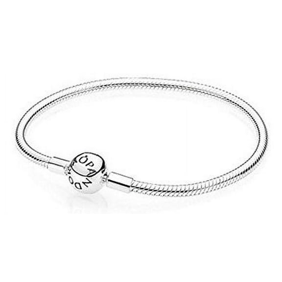 Pandora Moments Women's Sterling Silver Snake Chain Charm Bracelet with Round Clasp