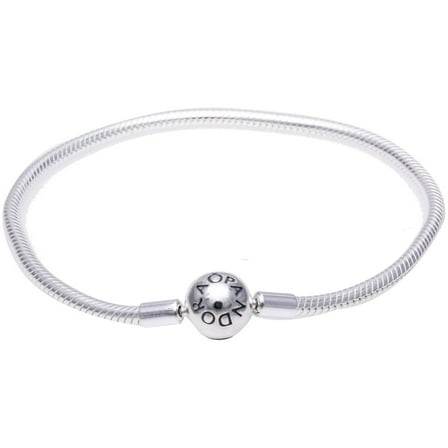 Pandora Moments Women's Sterling Silver Snake Chain Charm Bracelet with Round Clasp