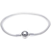 Pandora Moments Womens Sterling Silver Snake Chain Charm Bracelet with Round Clasp